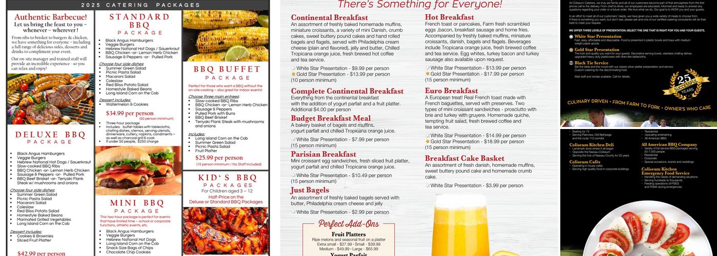 Coliseum Kitchen & Caterers & Fat Boys Burrito Co. Menu