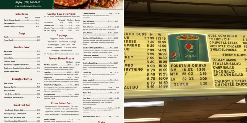 Papa Kelsey's Menu