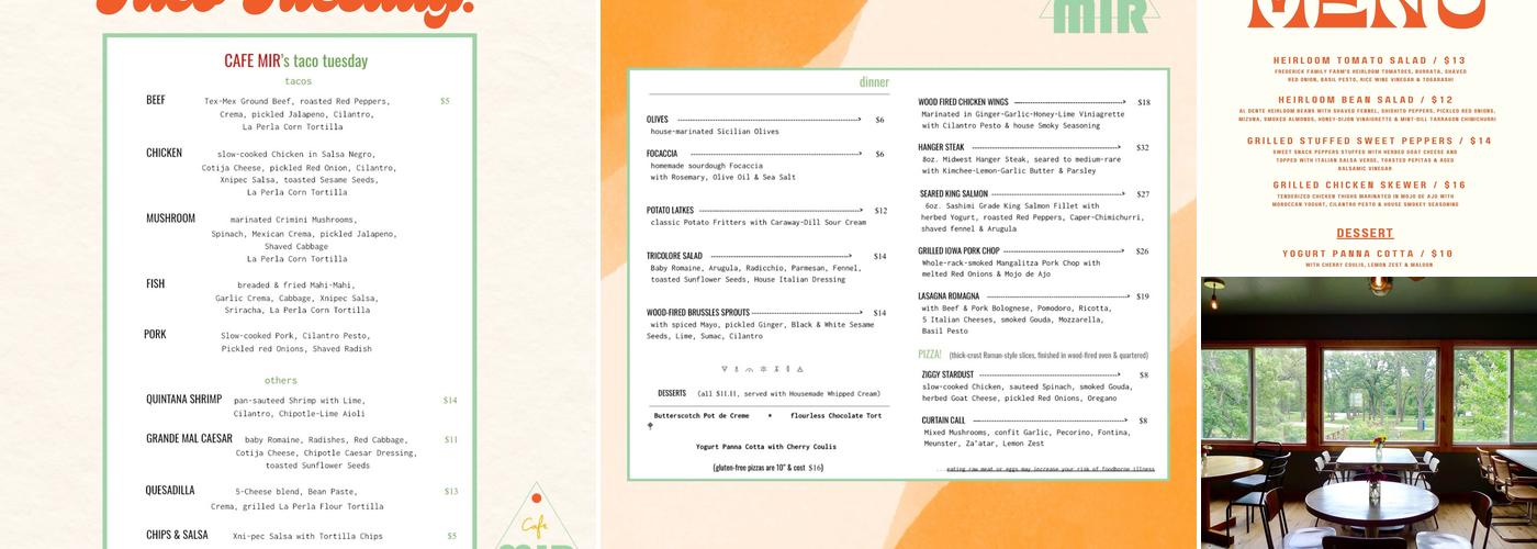 Cafe Mir Menu
