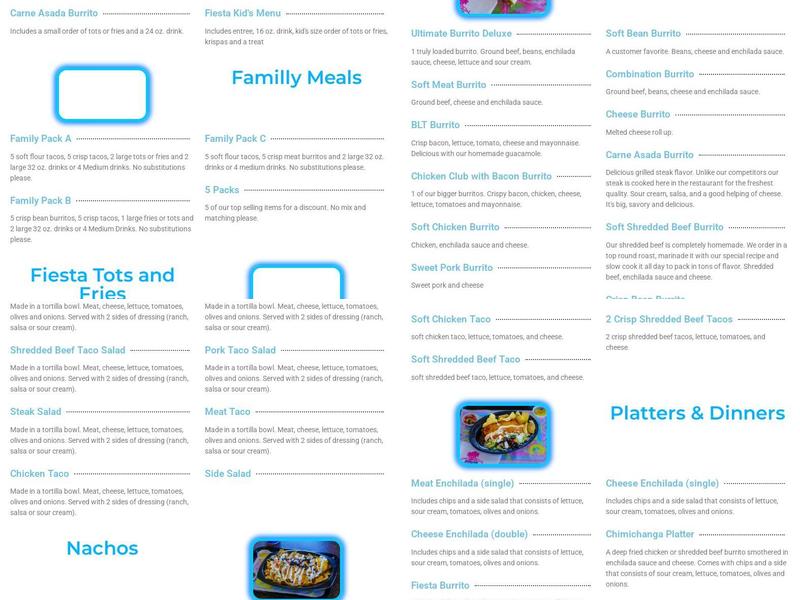 Fiesta Ole' Menu