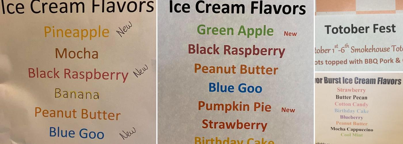 The Dairy Menu