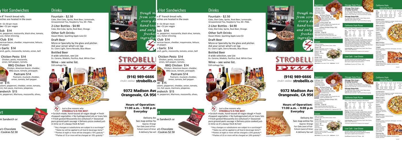 Strobelli's Pizza Menu