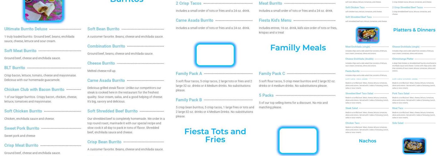 Fiesta Ole' Menu