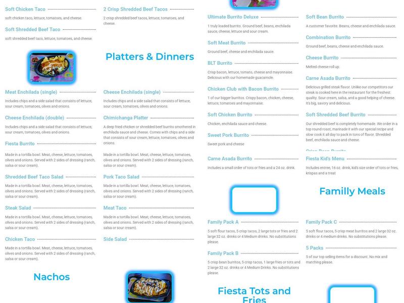 Fiesta Ole' Menu