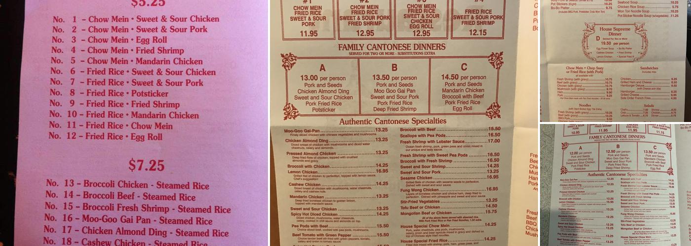 Canton Restaurant Menu