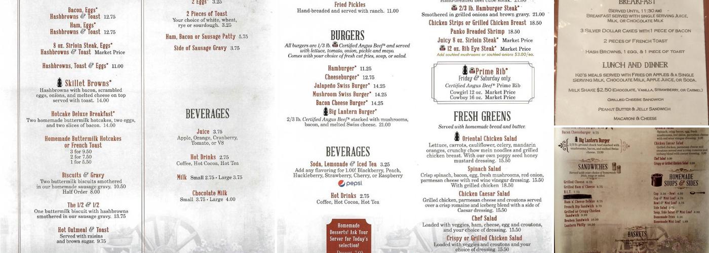 Rusty Lantern Diner Menu