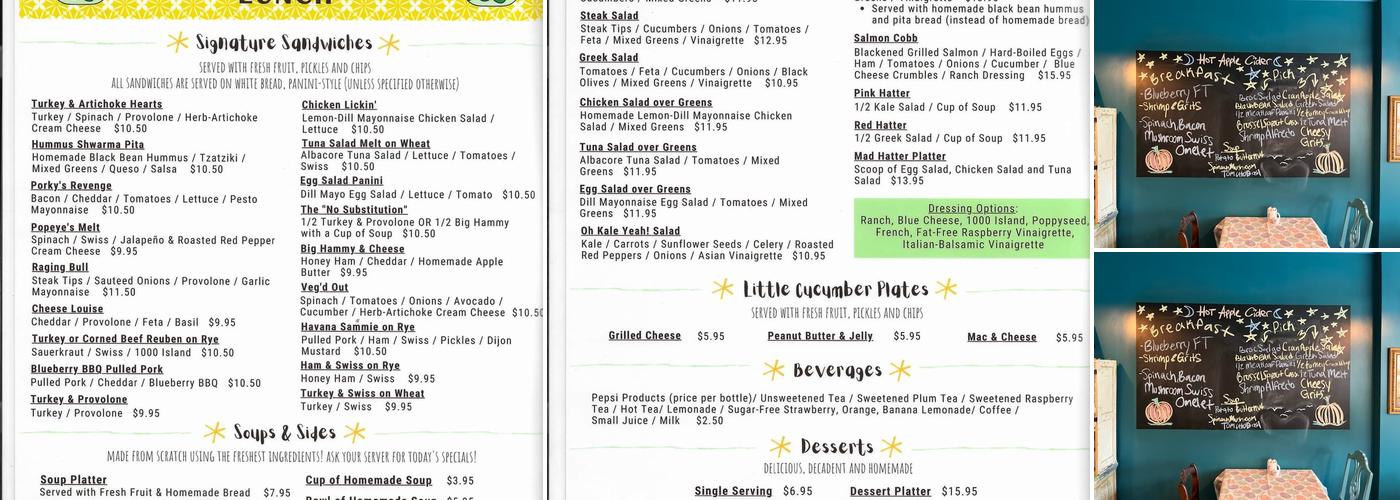 Pickles Cafe Menu