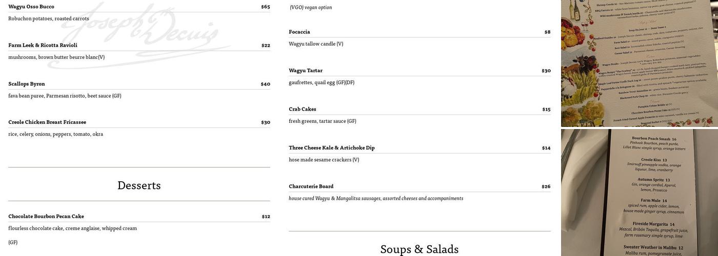 Joseph Decuis Menu