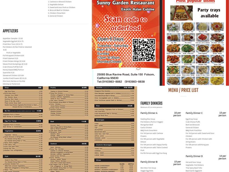 Sunny Garden Restaurant Menu