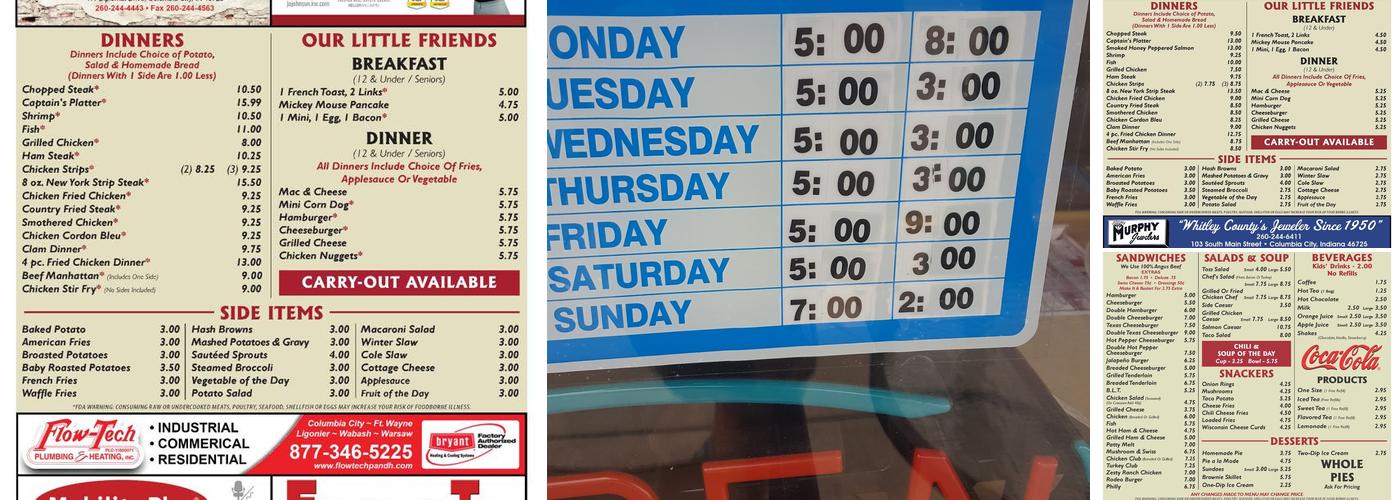 Corner Cafe Menu