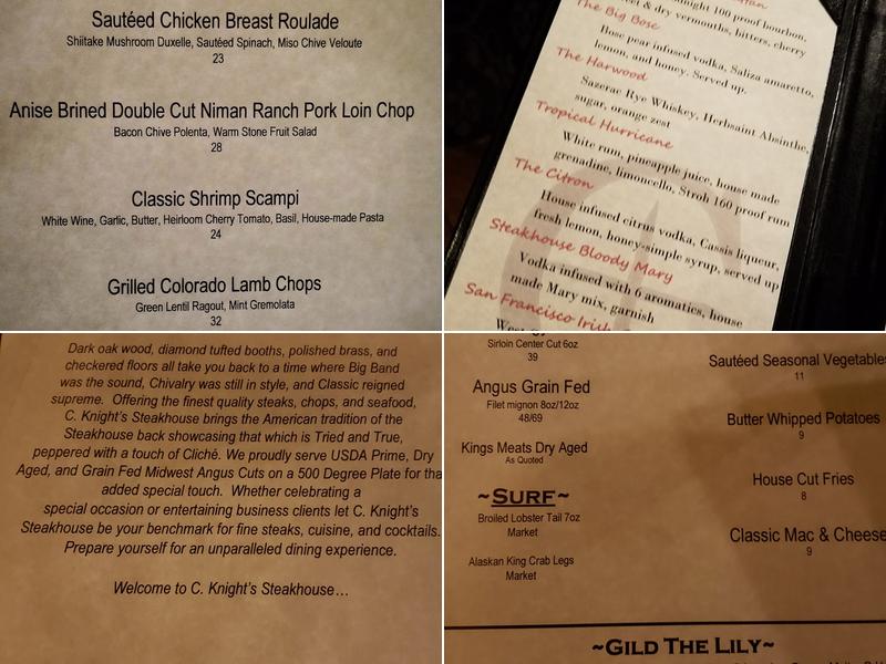 C. Knight's Steakhouse Menu