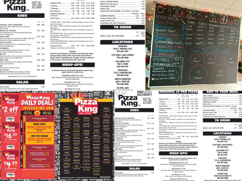 Pizza King Menu