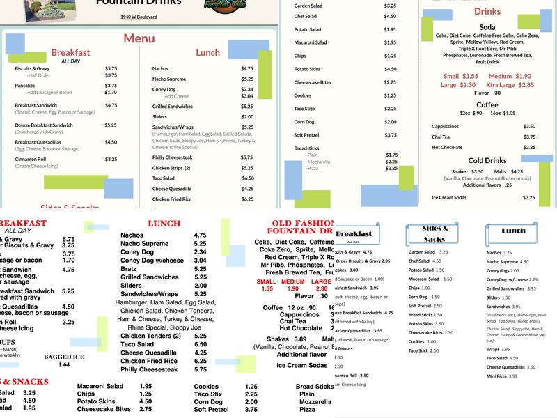 H&Js OLD FASHIONED FOUNTAIN DRINKS Menu