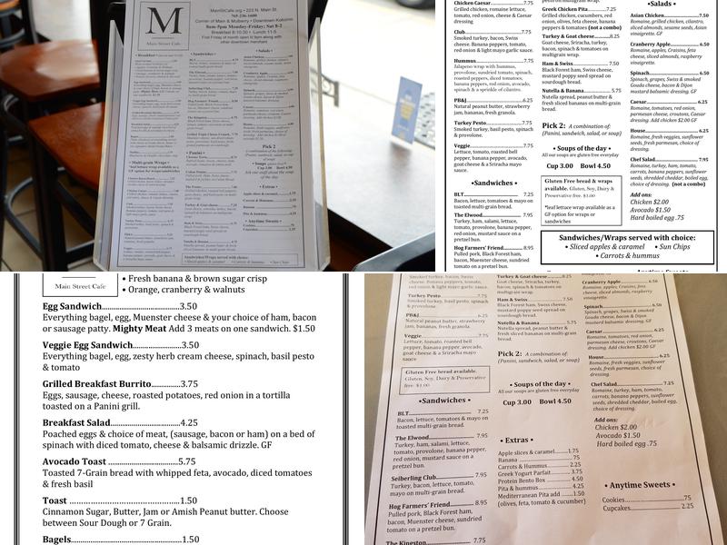 Main Street Cafe Menu