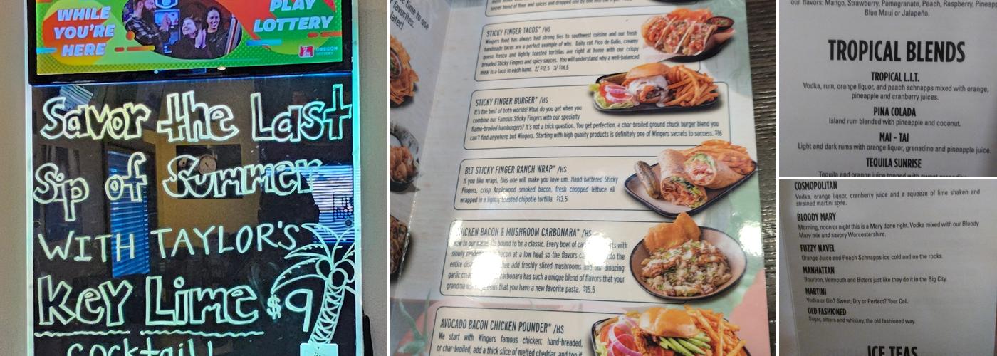 WINGERS Restaurant Menu