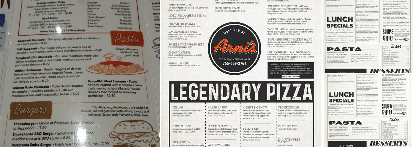 Arni's Frankfort Menu