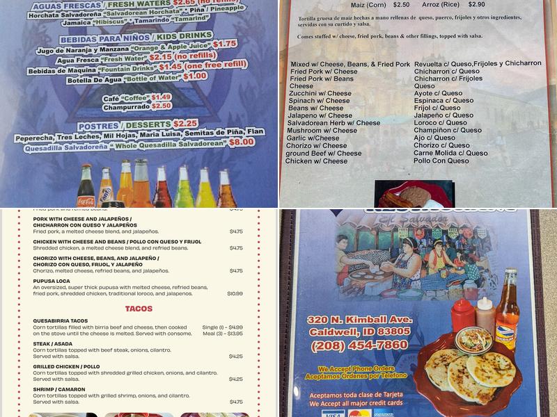 pupusas A&J's restaurant Menu