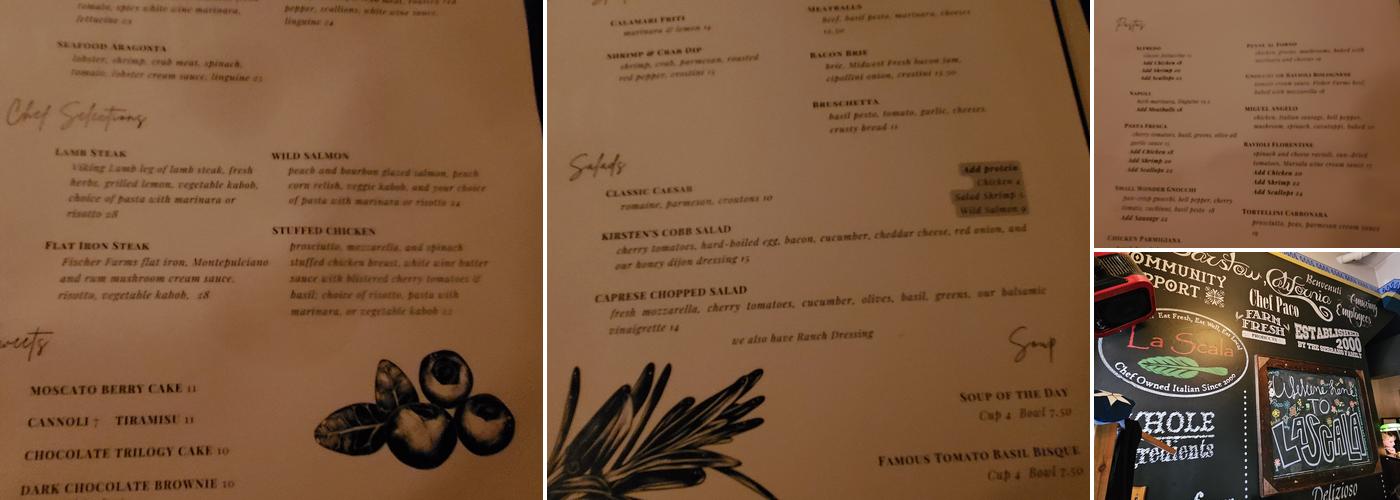 La Scala Italian Restaurant Menu