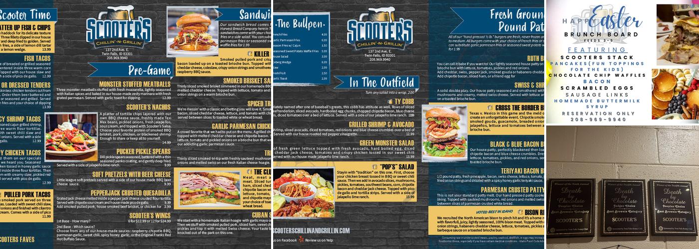 Scooter's Chillin' -N- Grillin' Menu