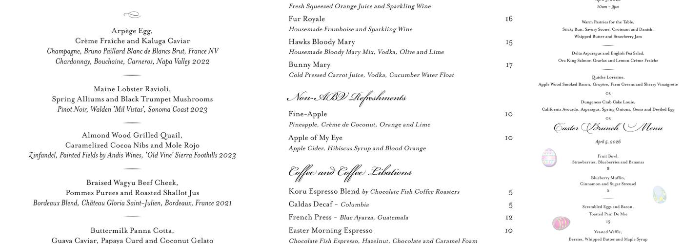 Hawks Menu