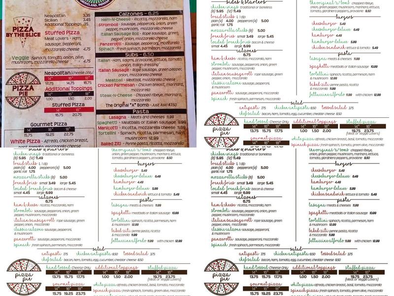 Anthony's Pizza Menu