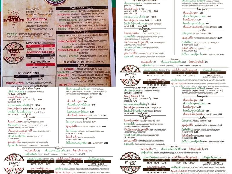Anthony's Pizza Menu