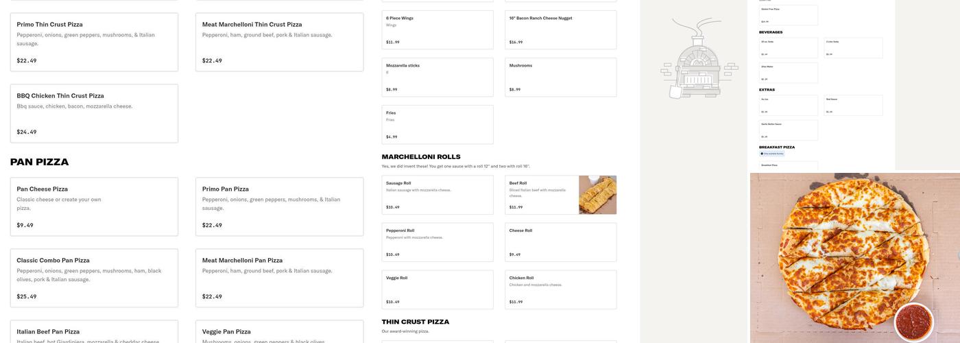 Pizzas By Marchelloni Menu