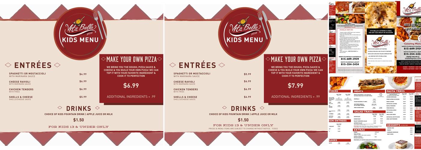 Vita Bella Pizza - South Menu