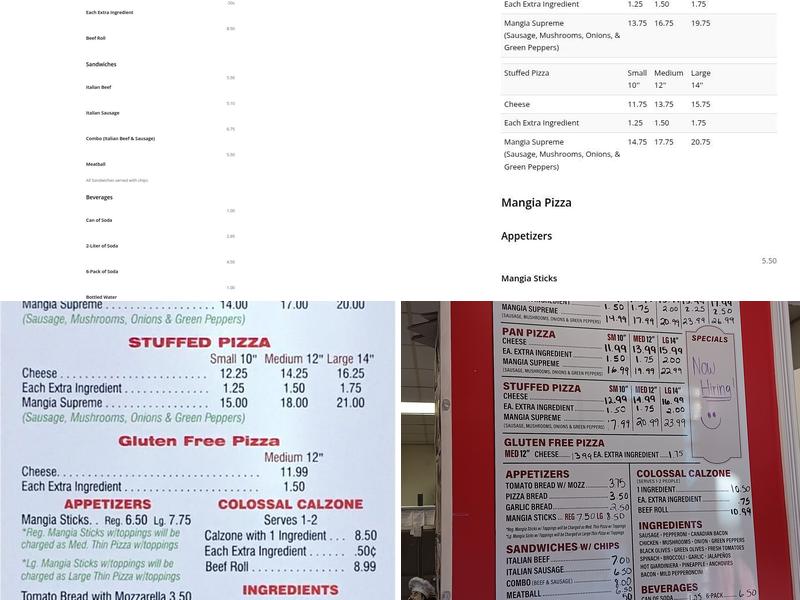 Mangia Pizza Menu