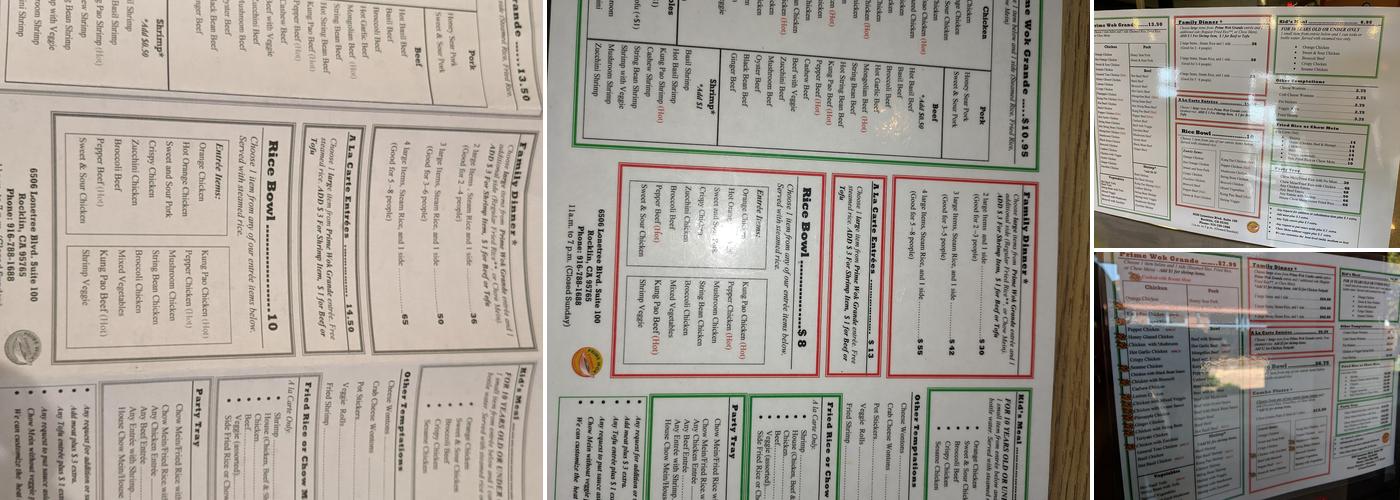 Prime Wok Express Menu