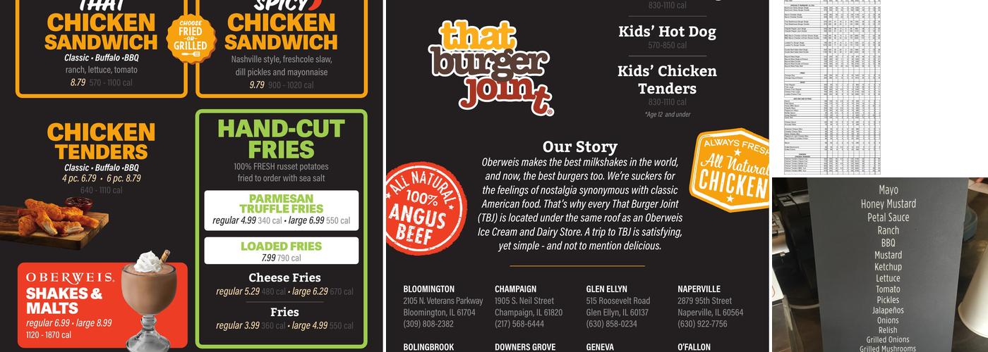 That Burger Joint Menu