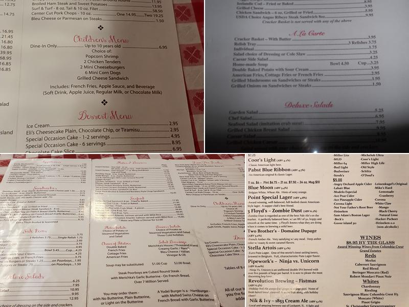 Merichka's Restaurant Menu