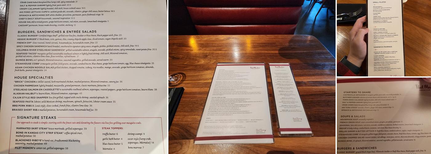 Paul Martin's American Grill Menu