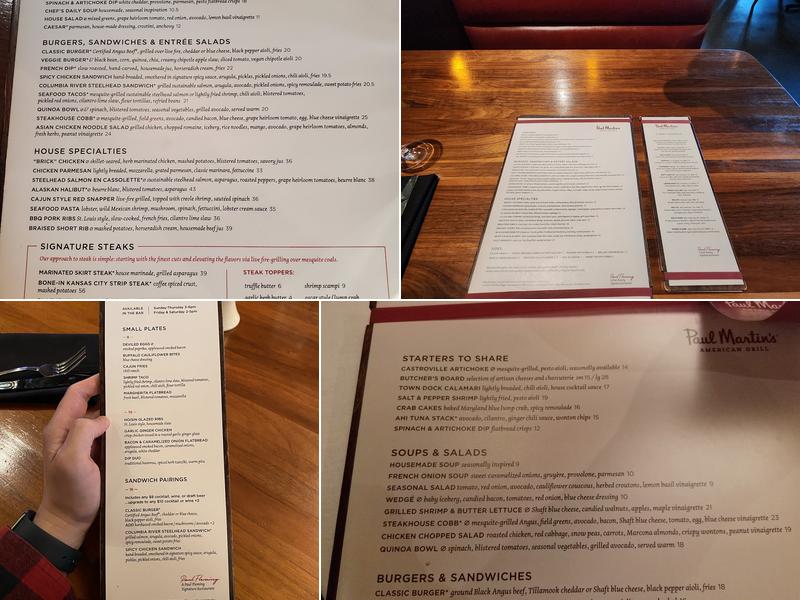 Paul Martin's American Grill Menu