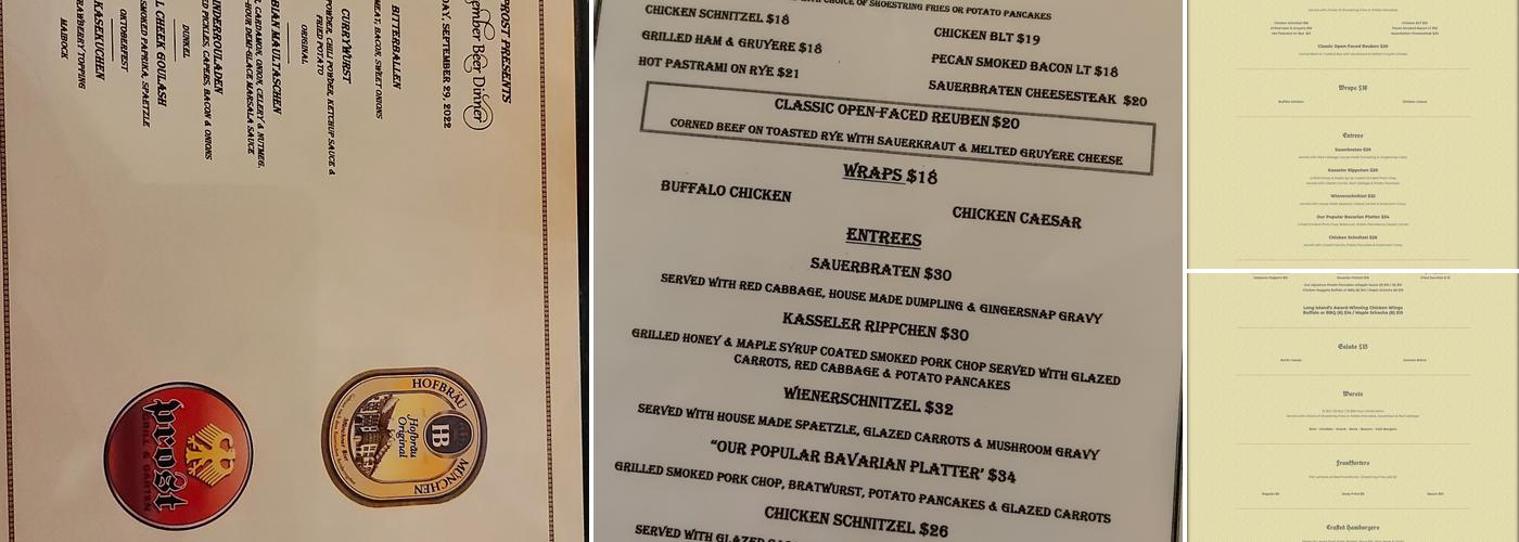 Prost Grill & Garten Menu