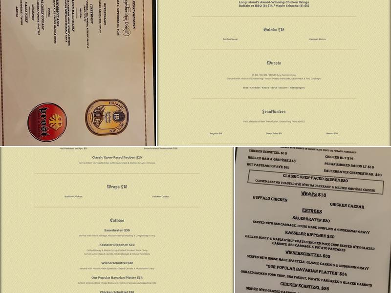 Prost Grill & Garten Menu