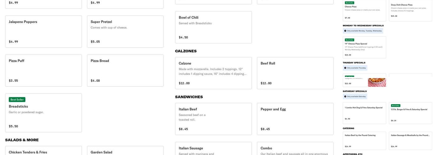 Big Chill Menu