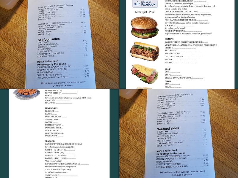 Marks on 59 Menu