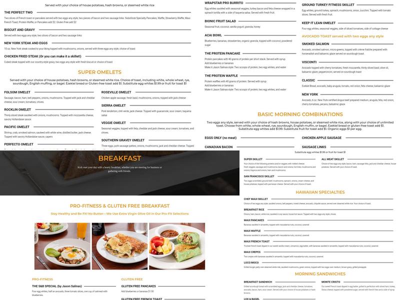 Marios Early Toast Menu