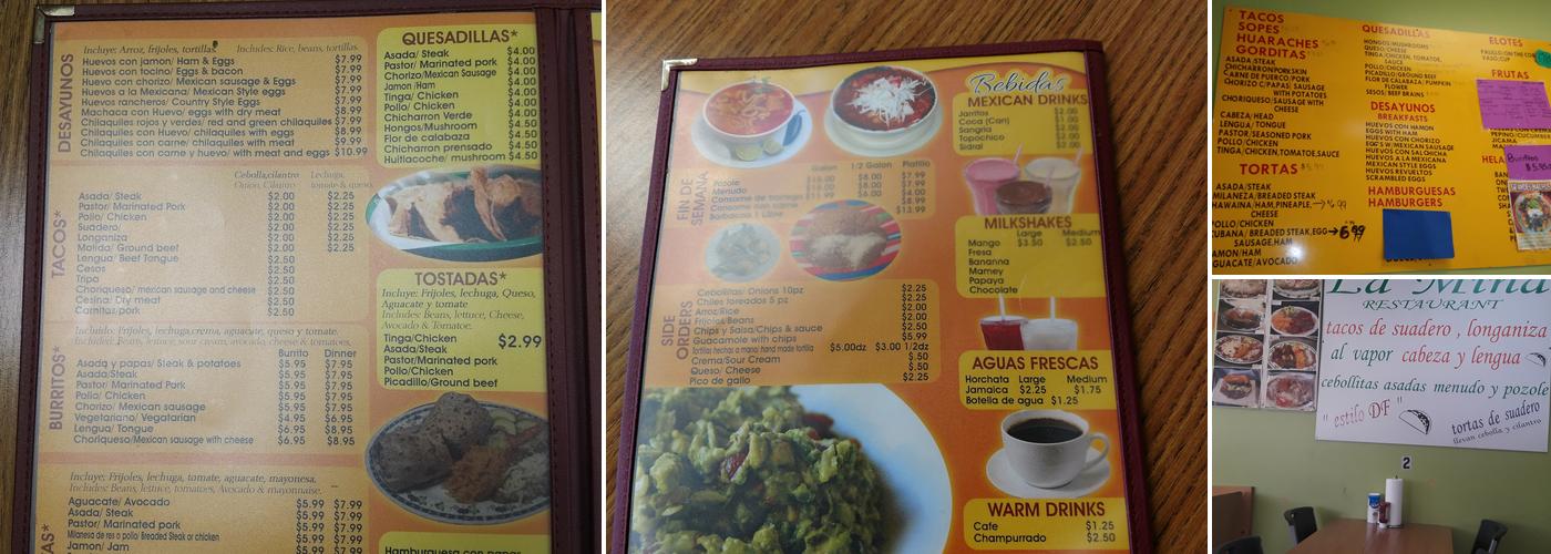 La Mina Restaurant Menu