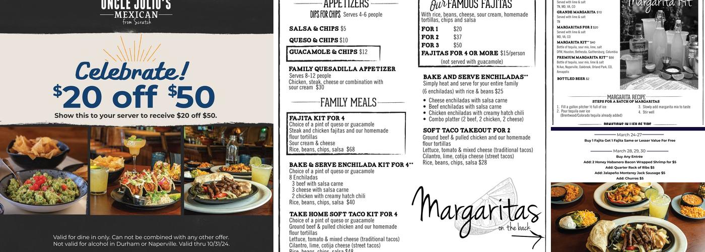 Uncle Julio's Orland Park Menu