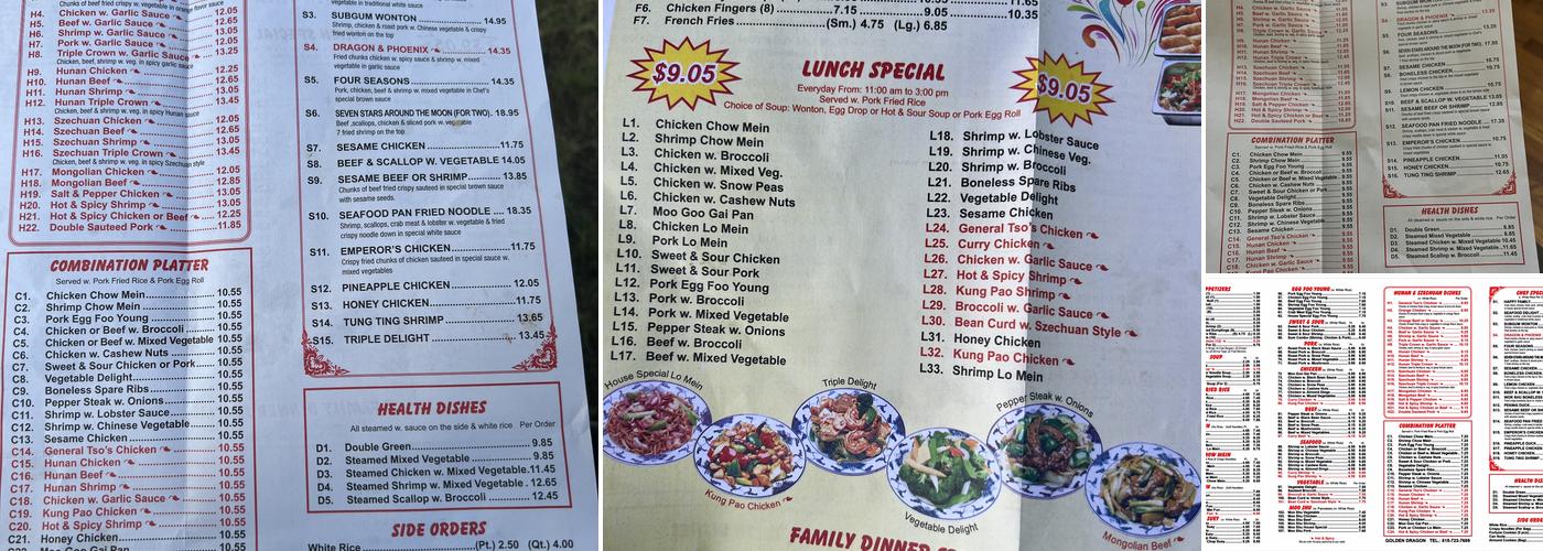 Golden Dragon Menu