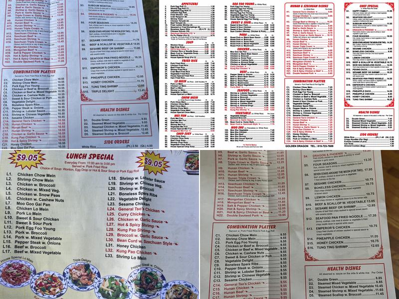 Golden Dragon Menu