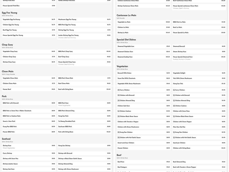 Lucky Star Chinese Restaurant Menu
