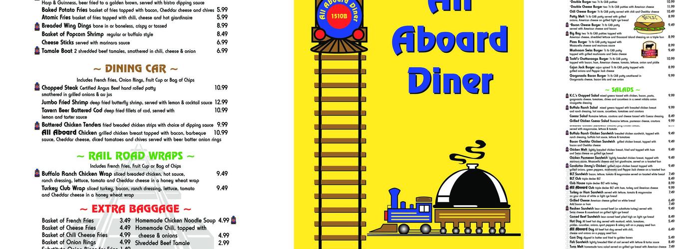 All Aboard Diner Menu