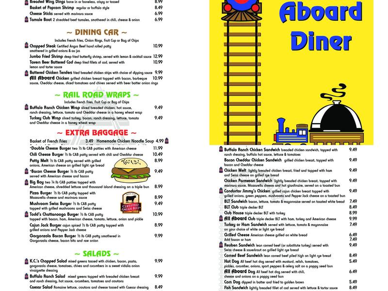 All Aboard Diner Menu