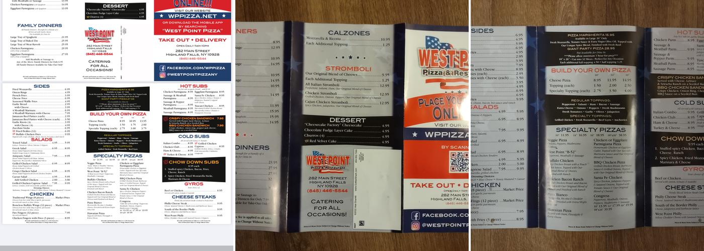 West Point Pizza Menu