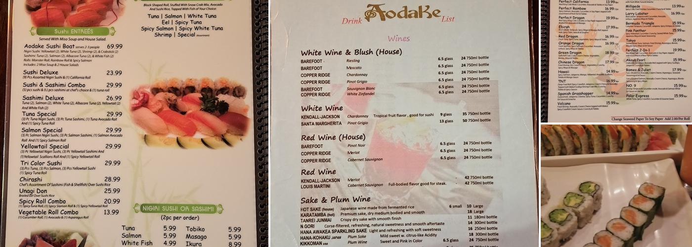 Aodake Sushi And Hibachi Menu