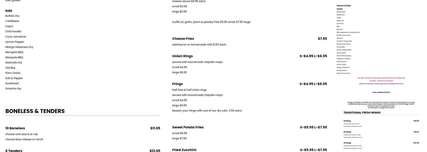 Rooster's Wings & Brew Menu