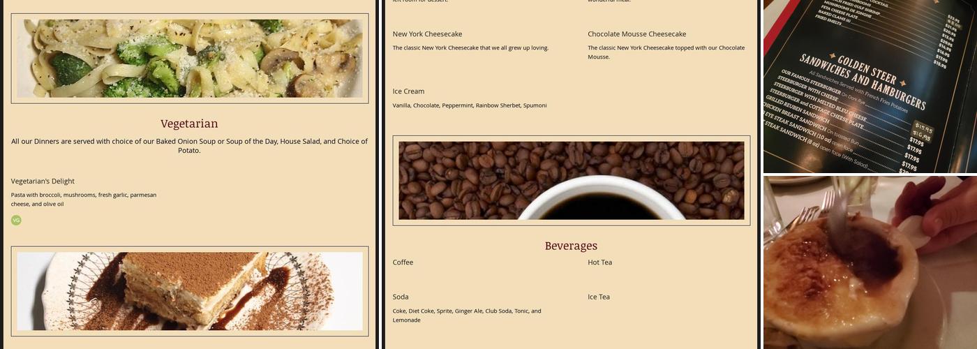 Elba's Golden Steer Menu